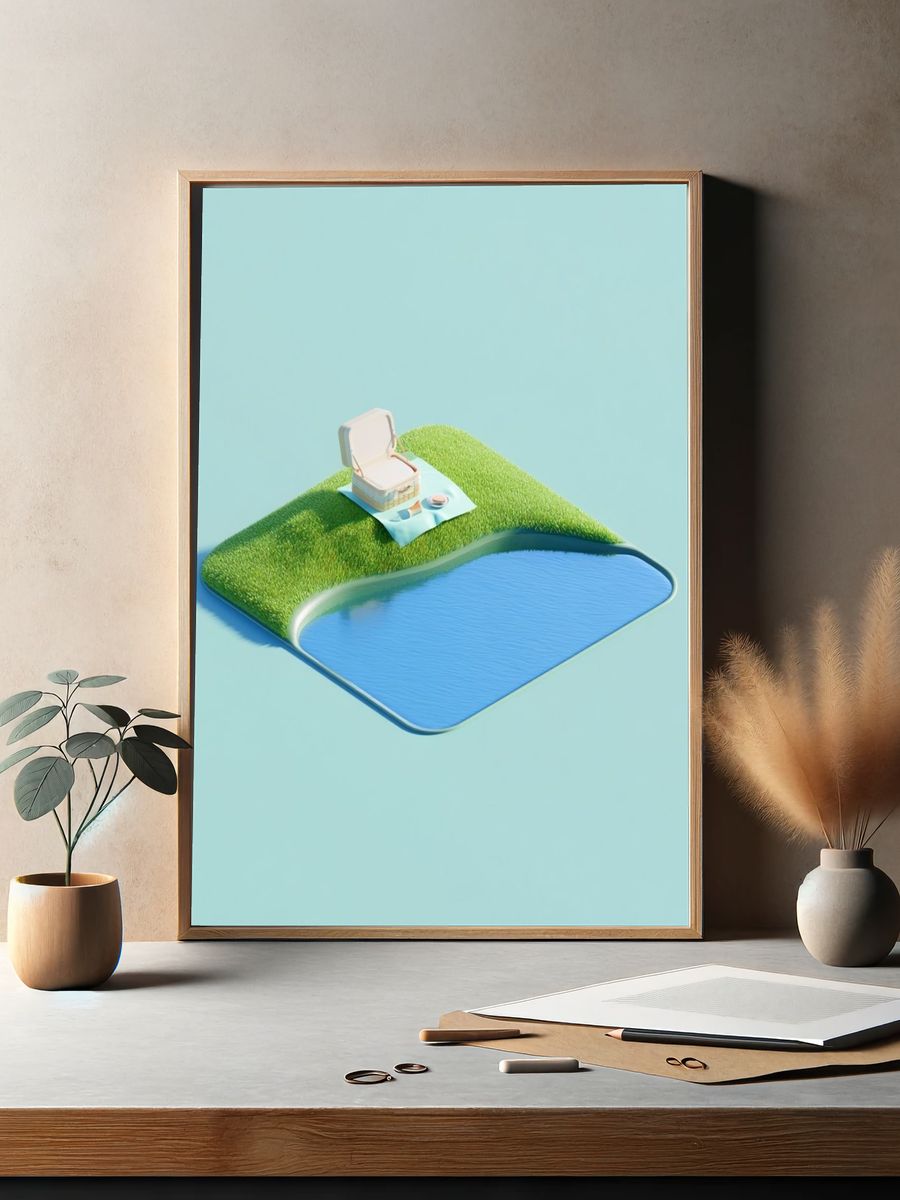 Picnic Island Minimalist Print. — room view 2
