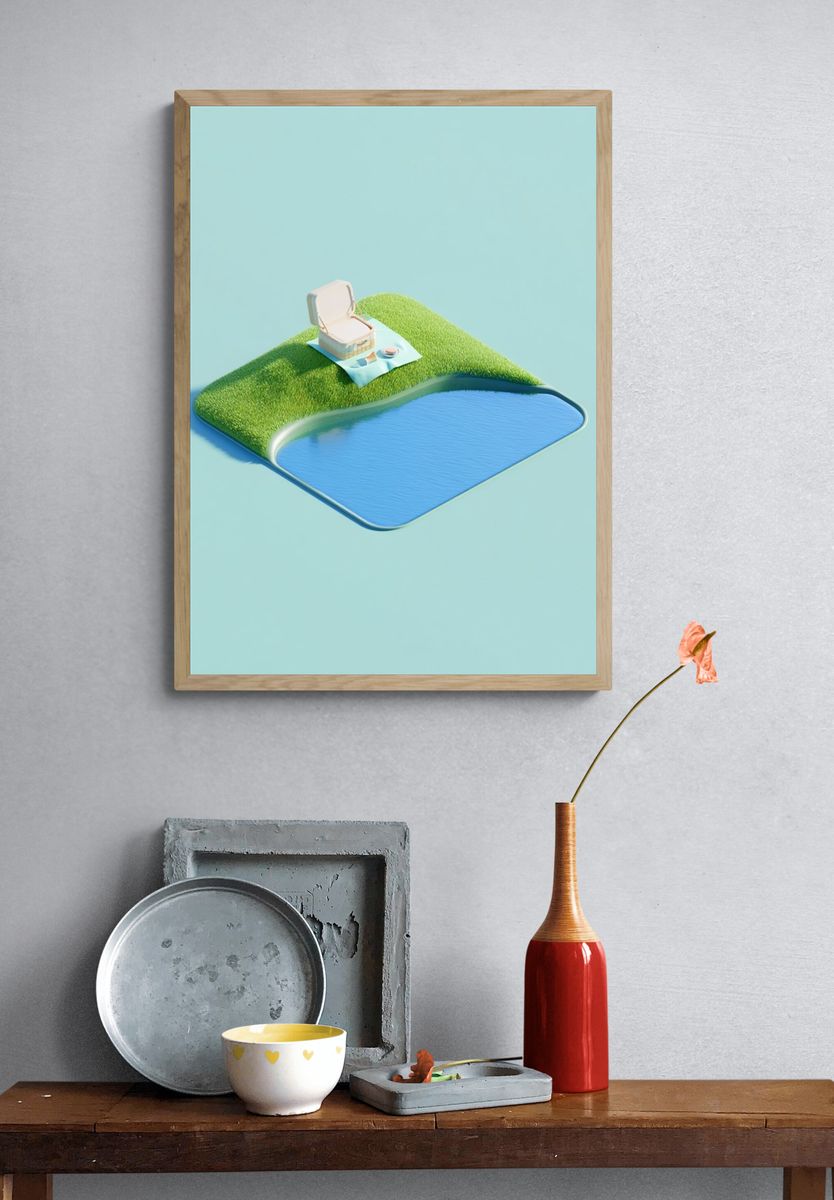 Picnic Island Minimalist Print. — room view 3