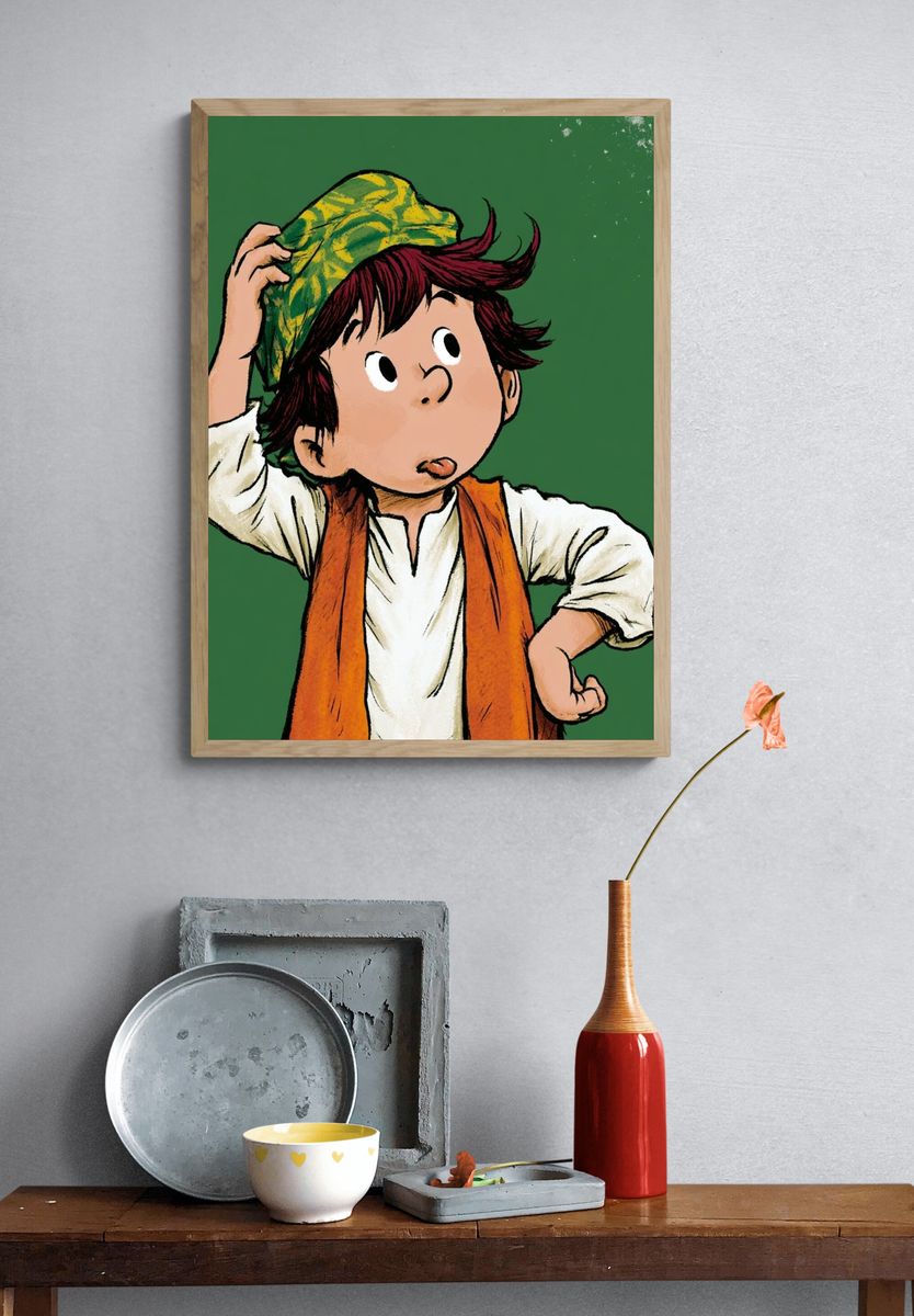 Playful Boy Illustration Poster. — room view 3