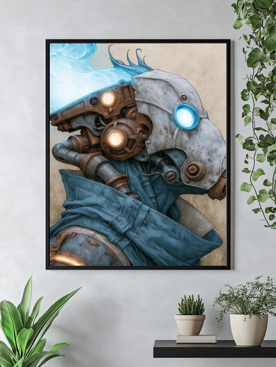 Steampunk Robot Portrait Print. — room view 4