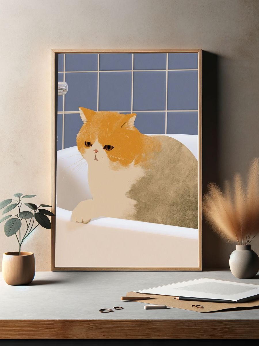 Oni Among Cherry Blossoms Illustration Poster. — room view 2