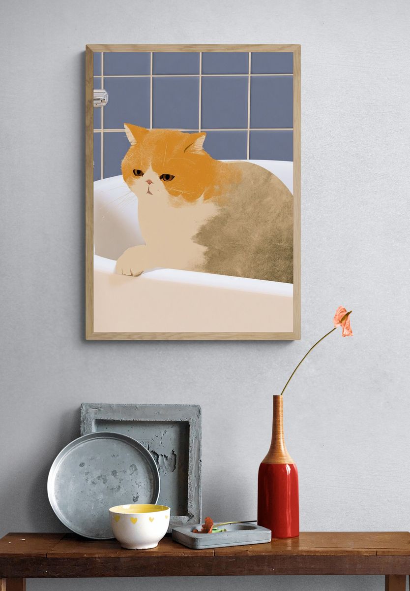 Oni Among Cherry Blossoms Illustration Poster. — room view 3