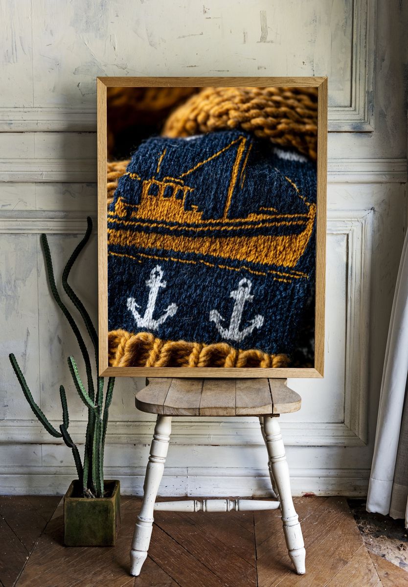 Nautical Knit Texture Print. — room view 1