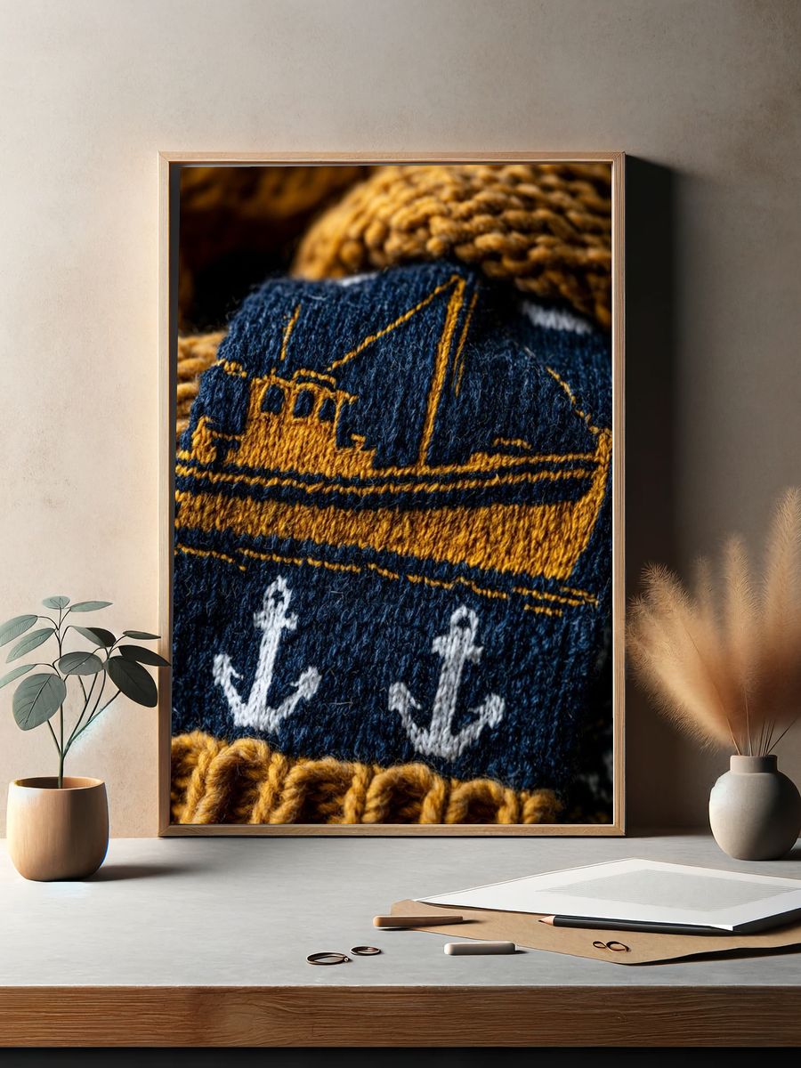 Nautical Knit Texture Print. — room view 2