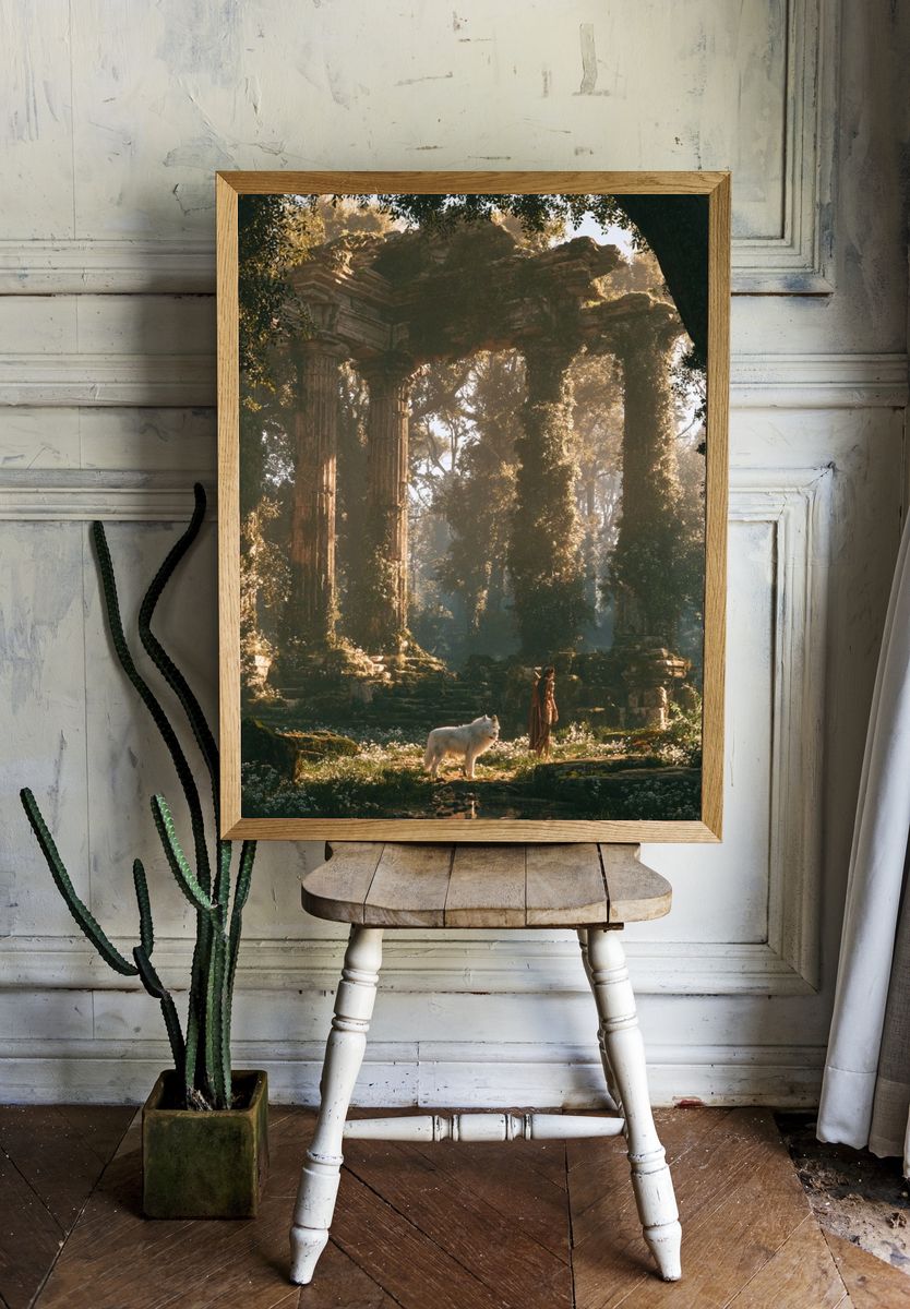 Enchanted Ruins Forest Poster. room preview