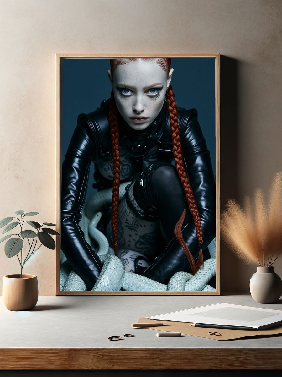Gothic Snake Portrait Print. — room view 2