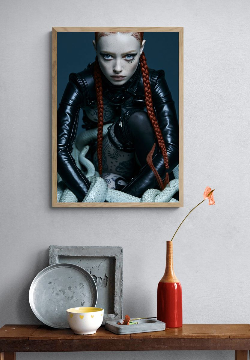 Gothic Snake Portrait Print. — room view 3