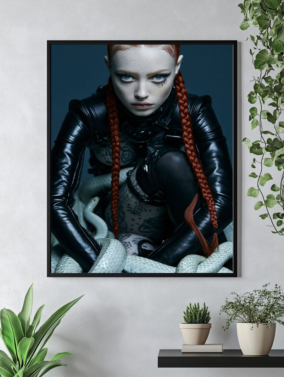 Gothic Snake Portrait Print. — room view 4