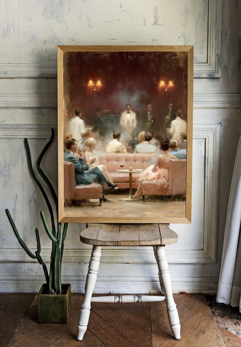 Jazz Lounge Evening Illustration Poster. — room view 1