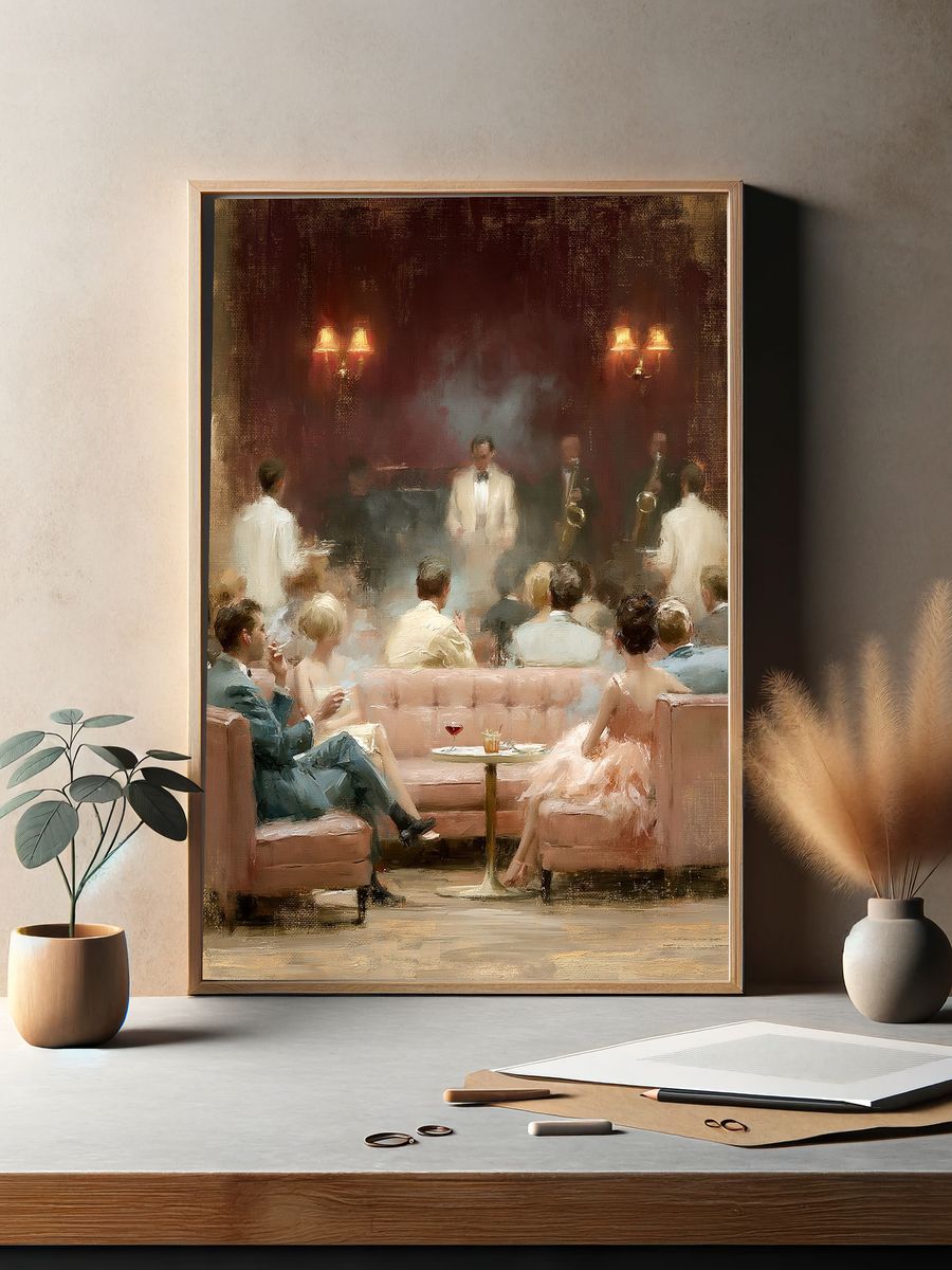 Jazz Lounge Evening Illustration Poster. — room view 2