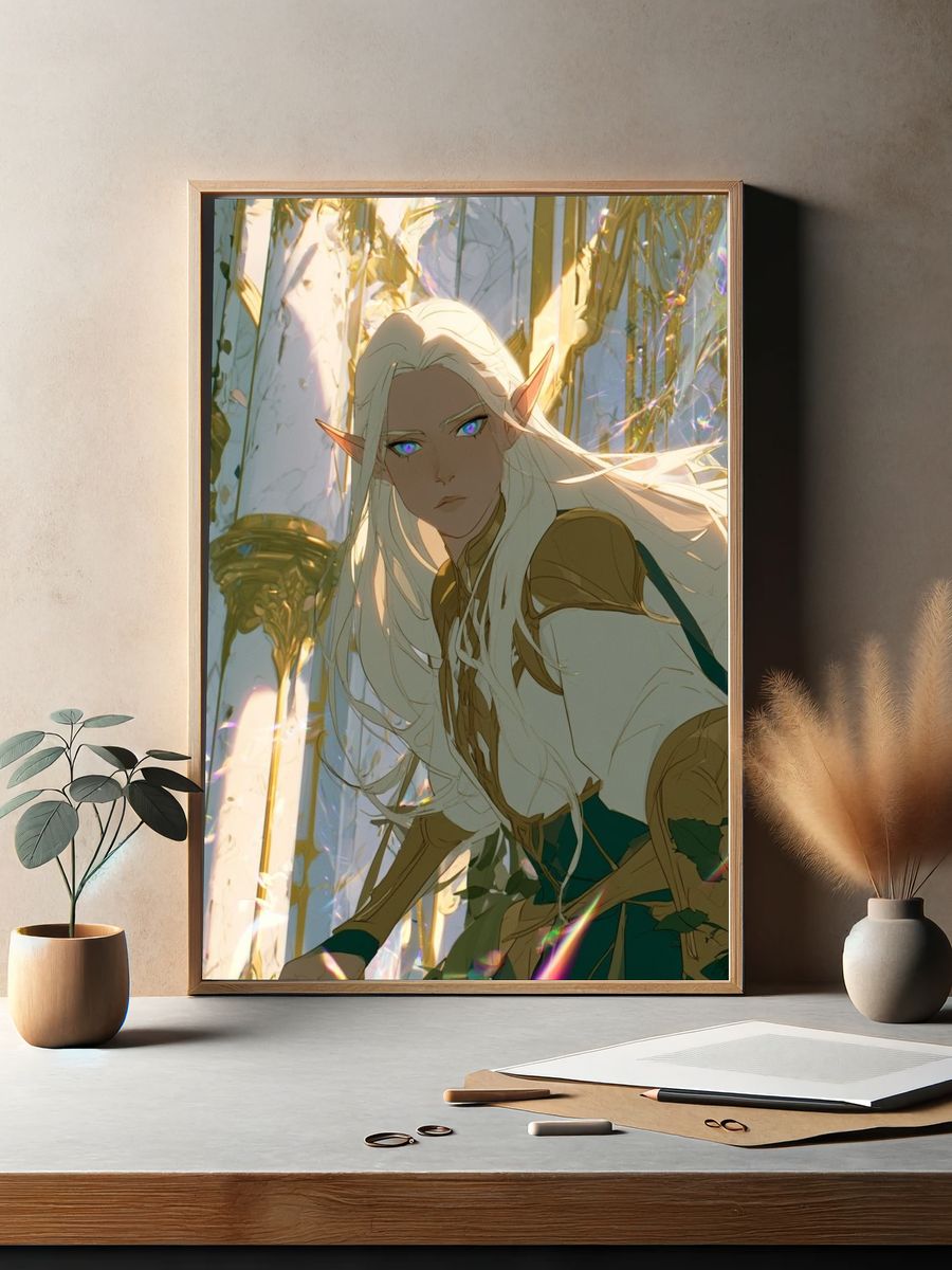 Elven Guardian Digital Art Poster. — room view 2