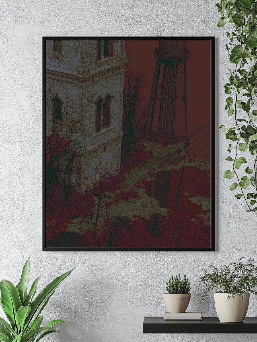 Abandoned Water Tower Landscape Print. — room view 4