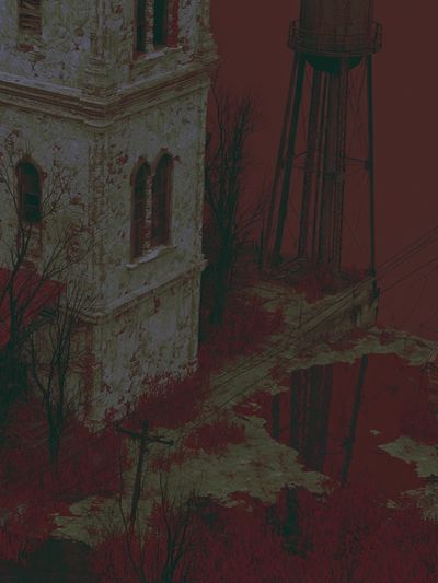 Abandoned Water Tower Landscape Print. poster