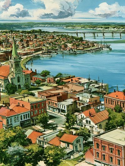 Charleston Harbor Cityscape Illustration Poster.