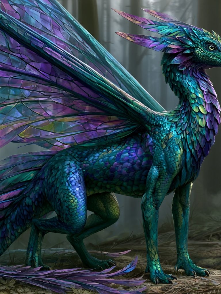 Iridescent Dragon Fantasy Print. poster — illustration art