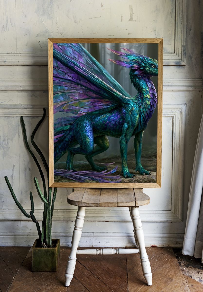 Iridescent Dragon Fantasy Print. — room view 1