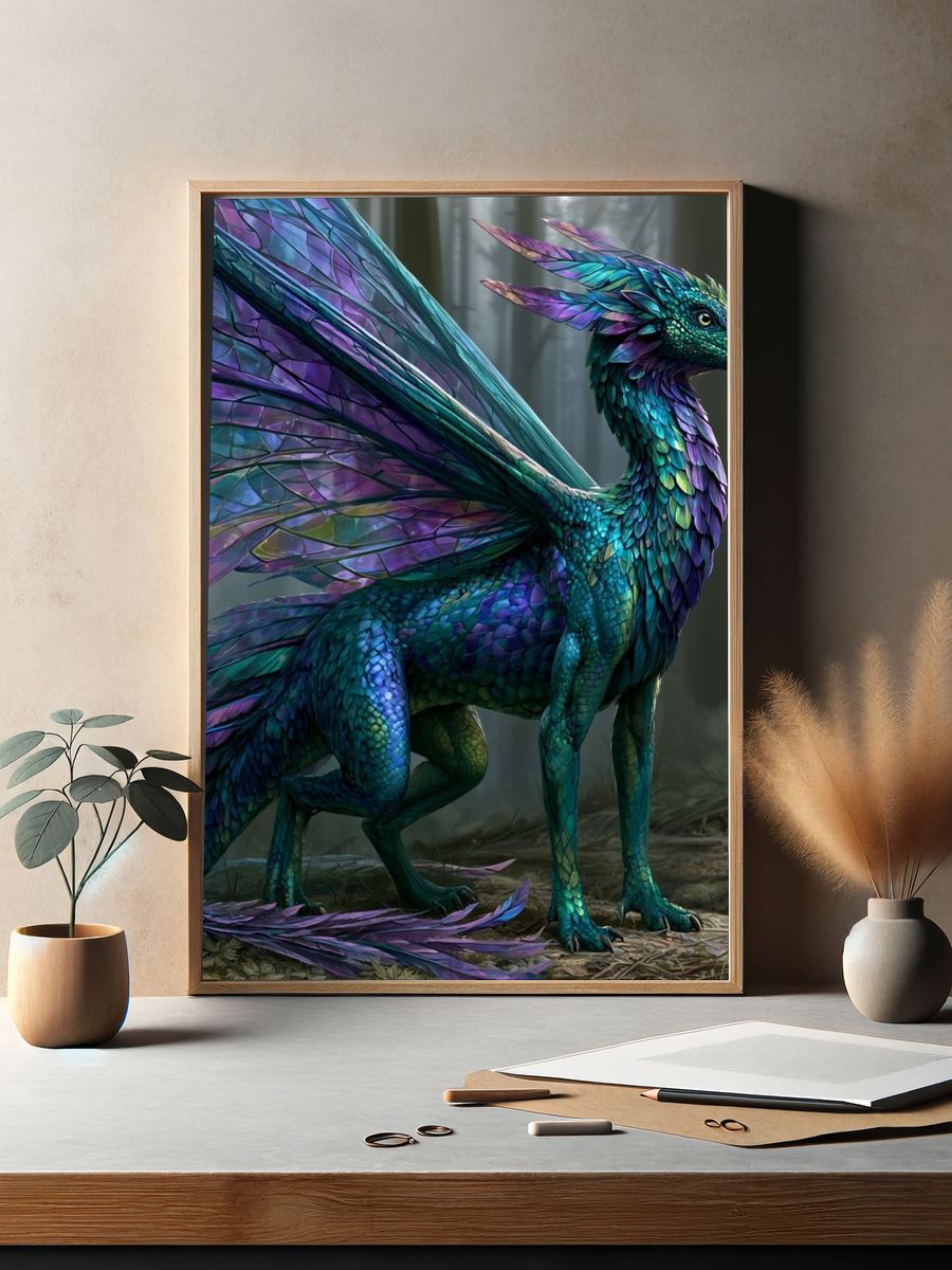 Iridescent Dragon Fantasy Print. — room view 2