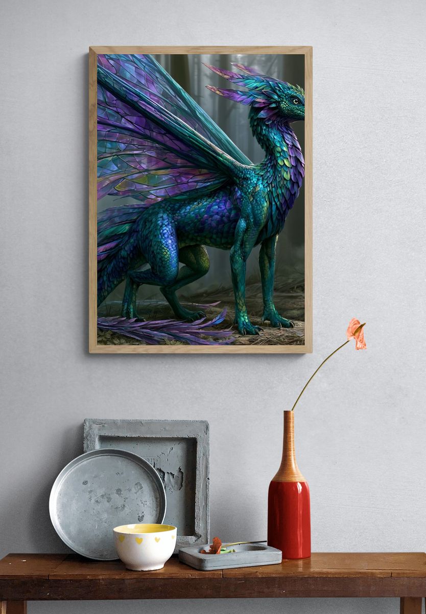 Iridescent Dragon Fantasy Print. — room view 3