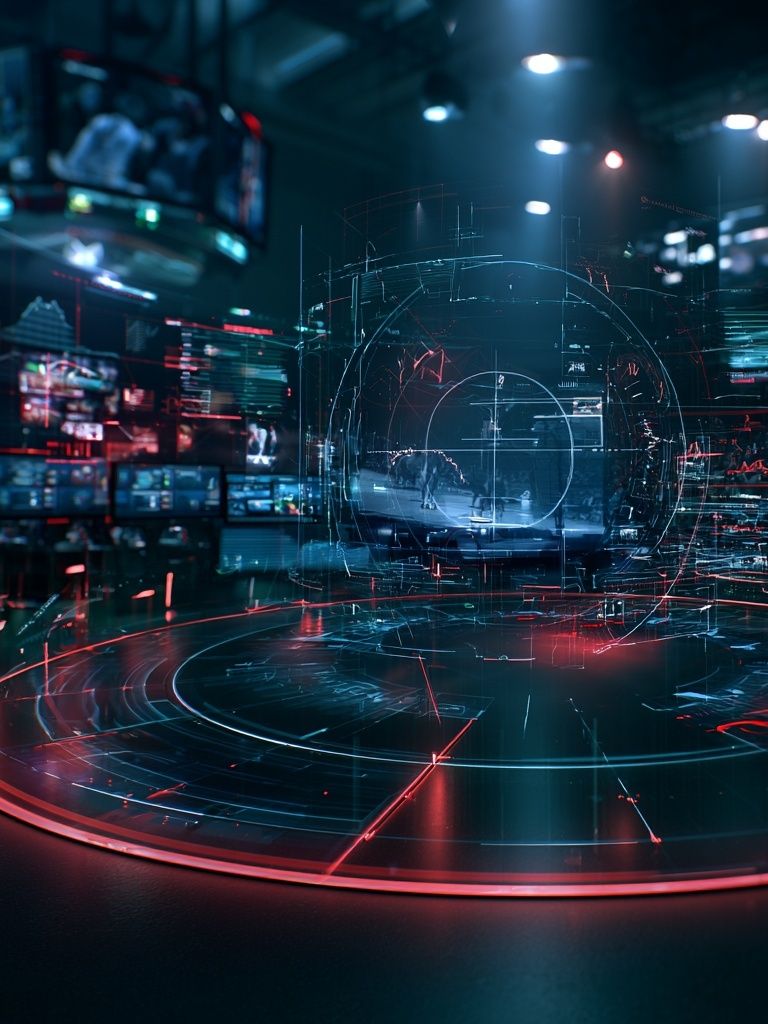 Cyberpunk Hologram Control Room Poster. poster detail