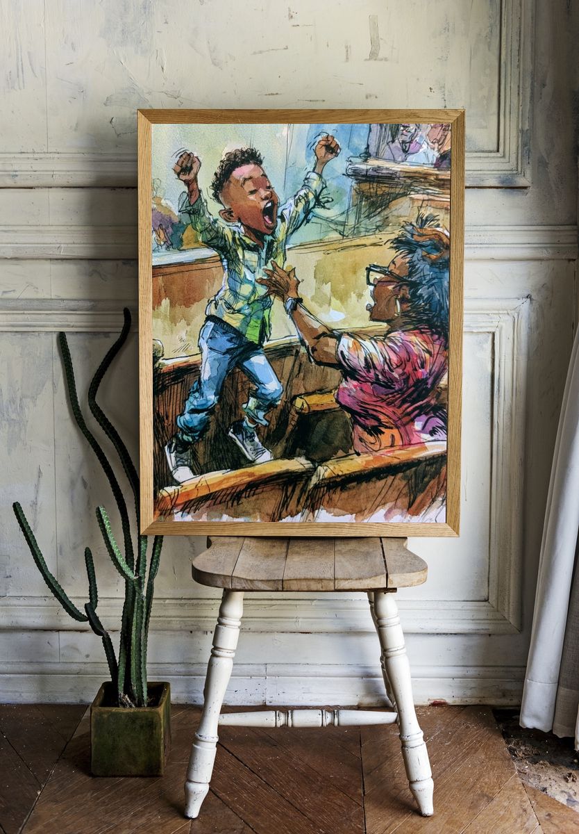 Joyful Church Celebration Watercolor Poster. — room view 1