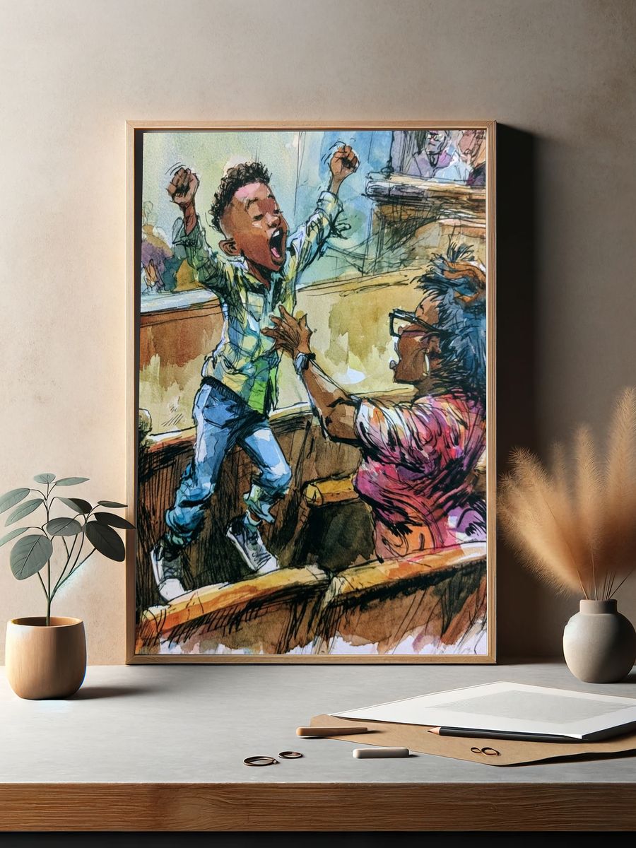 Joyful Church Celebration Watercolor Poster. — room view 2