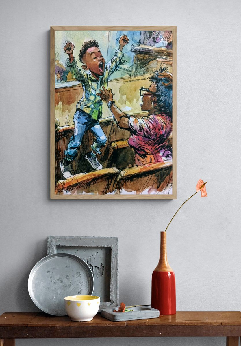 Joyful Church Celebration Watercolor Poster. — room view 3