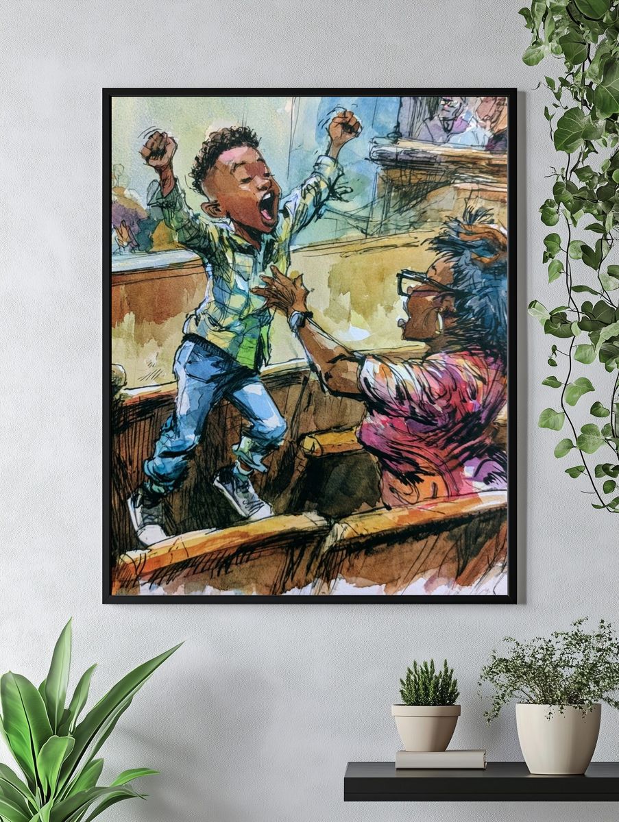 Joyful Church Celebration Watercolor Poster. — room view 4