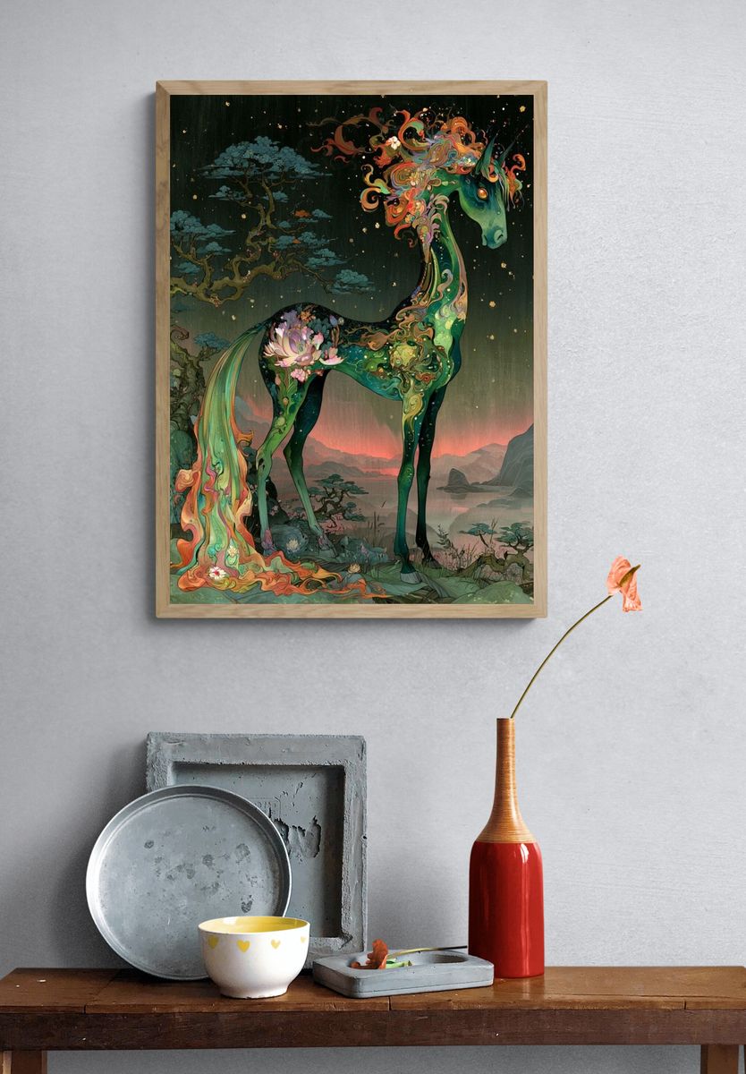 Celestial Unicorn Fantasy Print. — room view 3