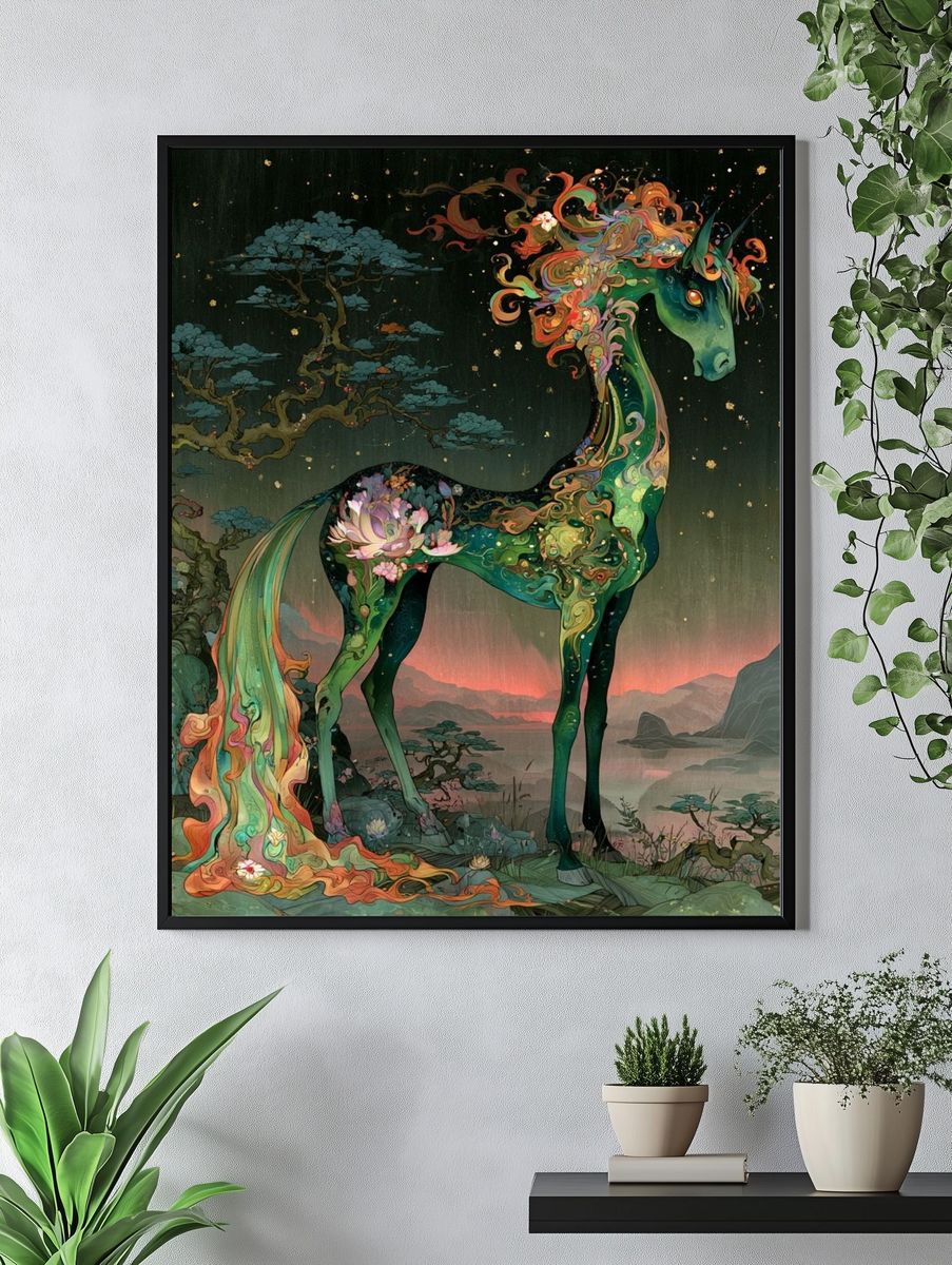 Celestial Unicorn Fantasy Print. — room view 4