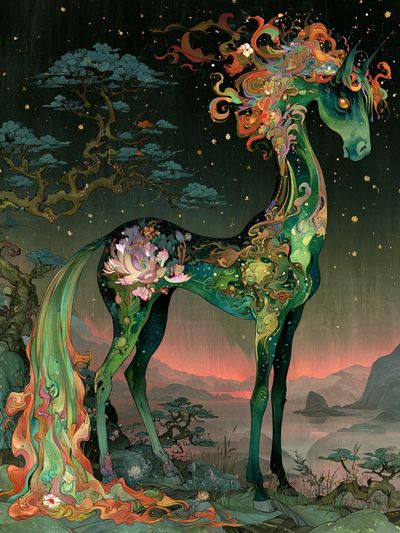 Celestial Unicorn Fantasy Print. poster