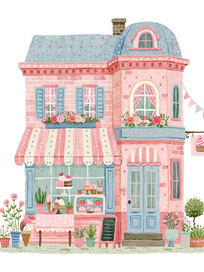 Pastel Dessert Shop Illustration Poster.