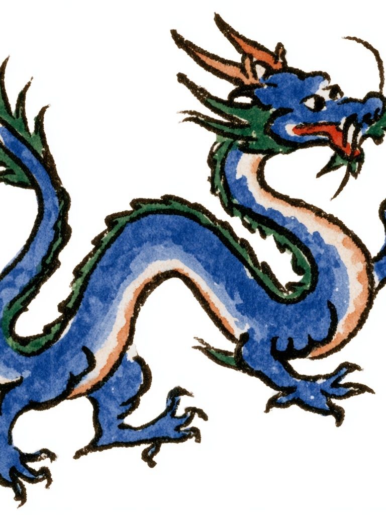 Blue Dragon Watercolor Poster. poster — illustration art