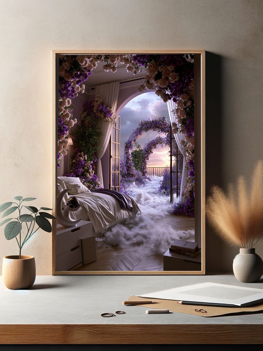 Dreamy Floral Bedroom Print. — room view 2