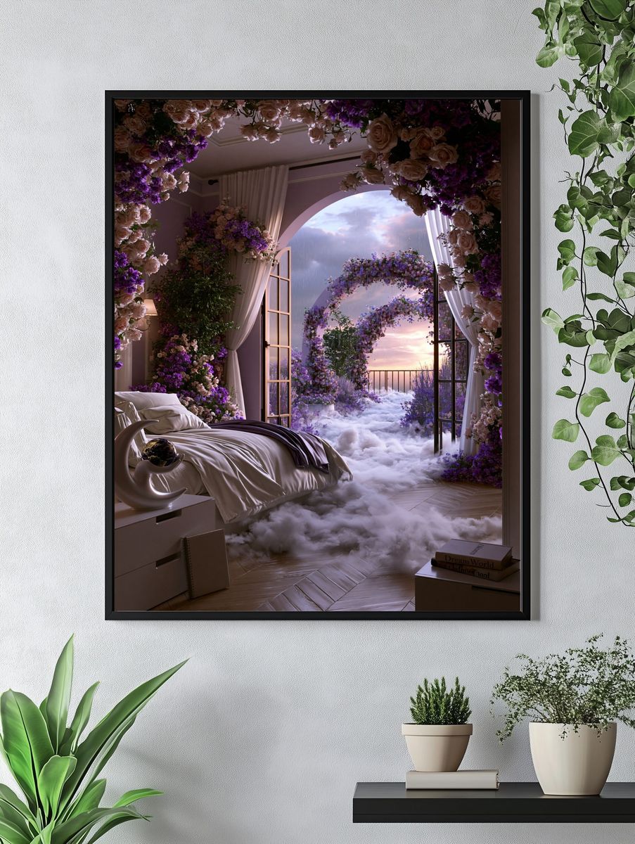 Dreamy Floral Bedroom Print. — room view 4