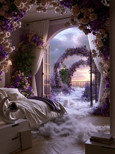 Dreamy Floral Bedroom Print.