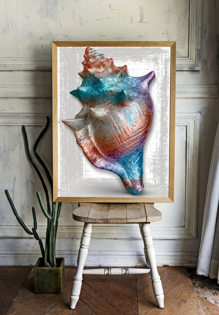 Colorful Seashell Illustration Poster. — room view 1