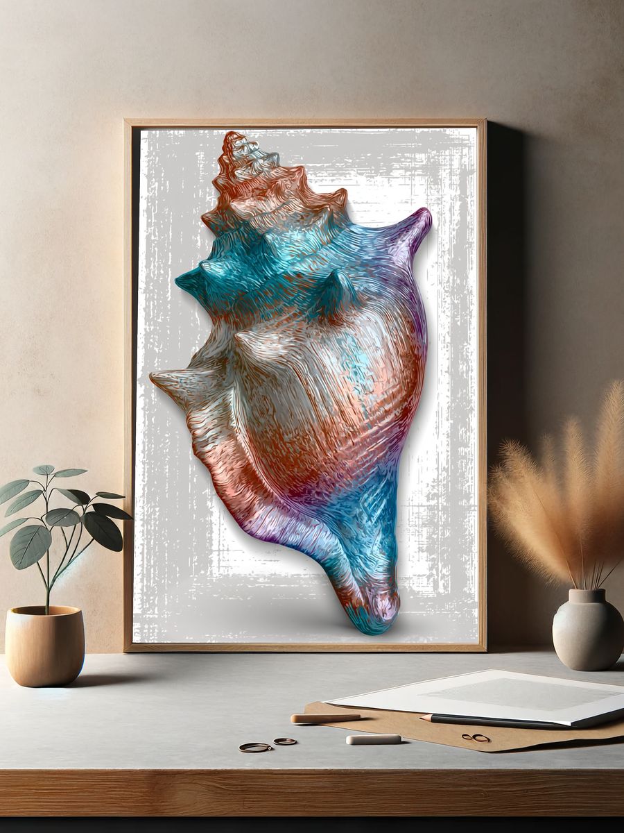 Colorful Seashell Illustration Poster. — room view 2