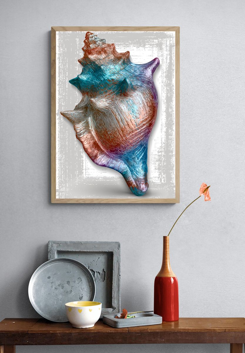 Colorful Seashell Illustration Poster. — room view 3