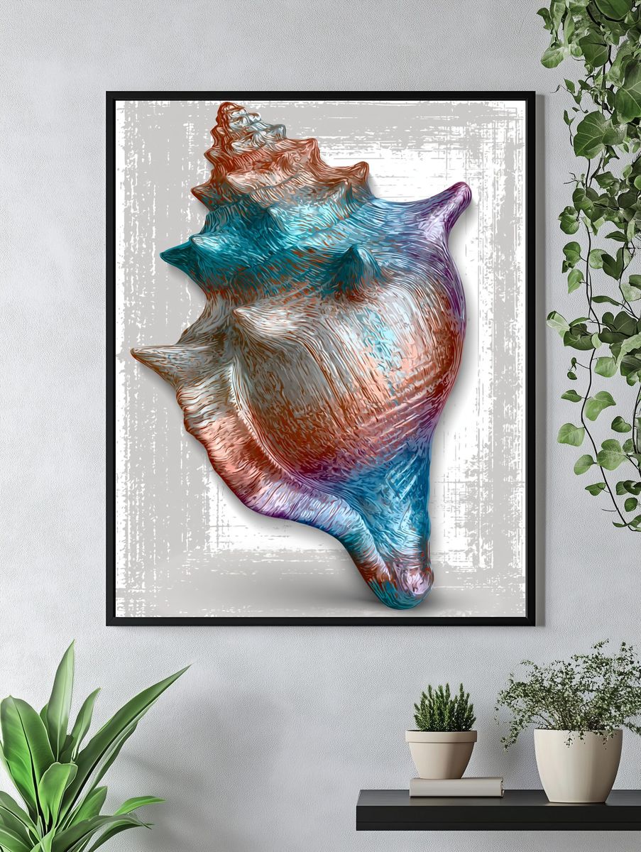 Colorful Seashell Illustration Poster. — room view 4
