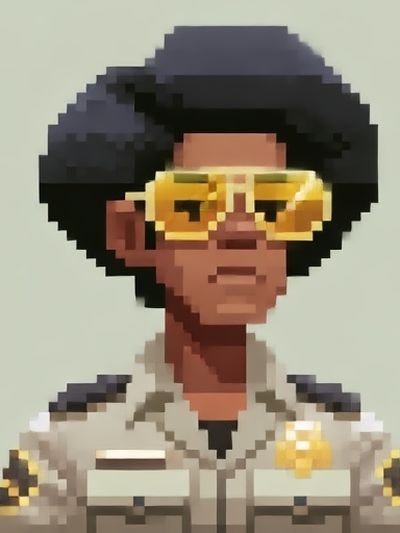 Pixel Portrait in Yellow Glasses Poster. poster