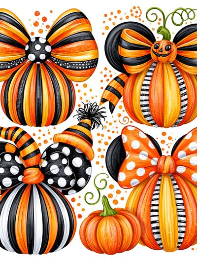 Halloween Pumpkin Bows Illustration Poster. poster