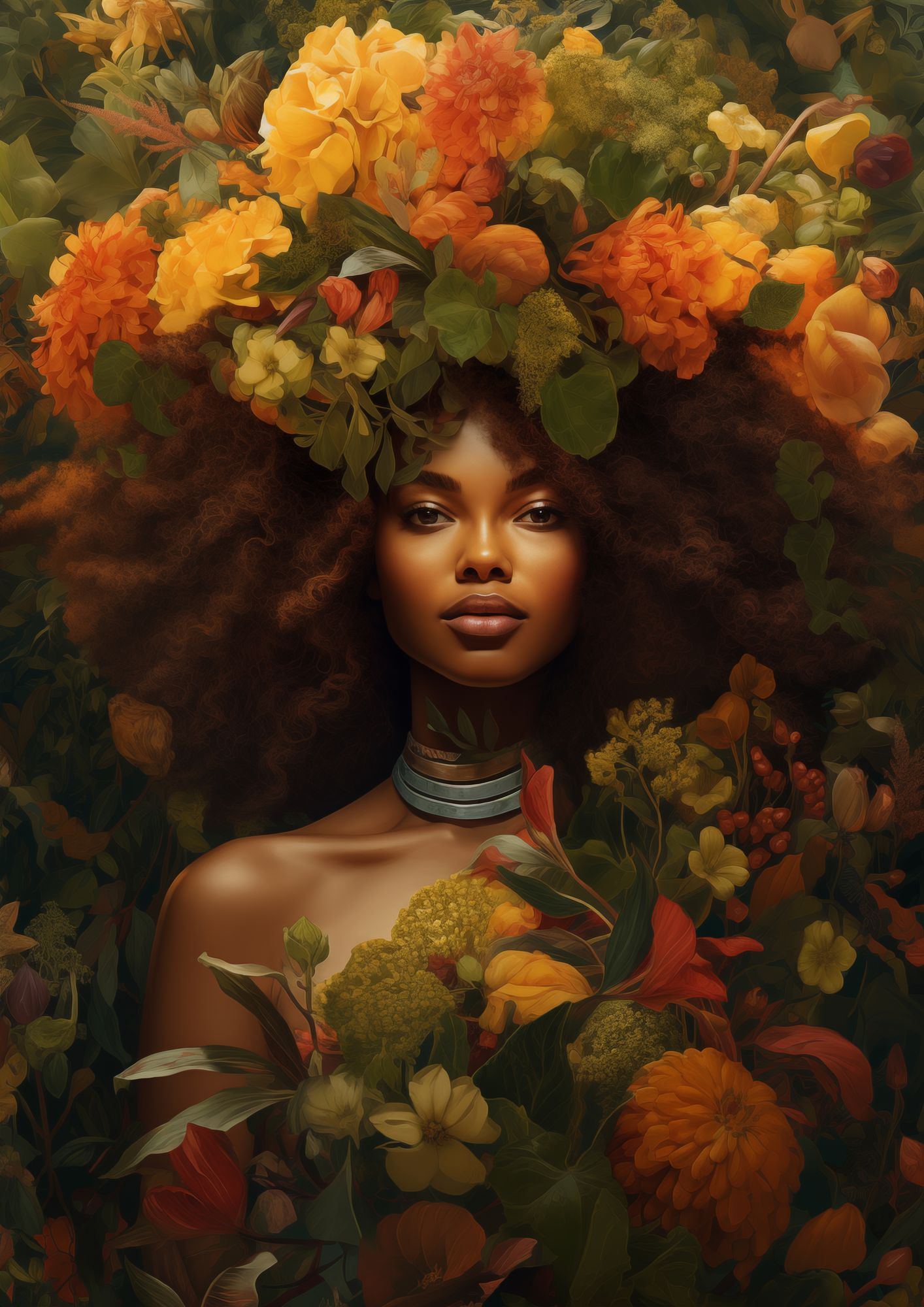 Floral Portrait Illustration Poster. poster detail