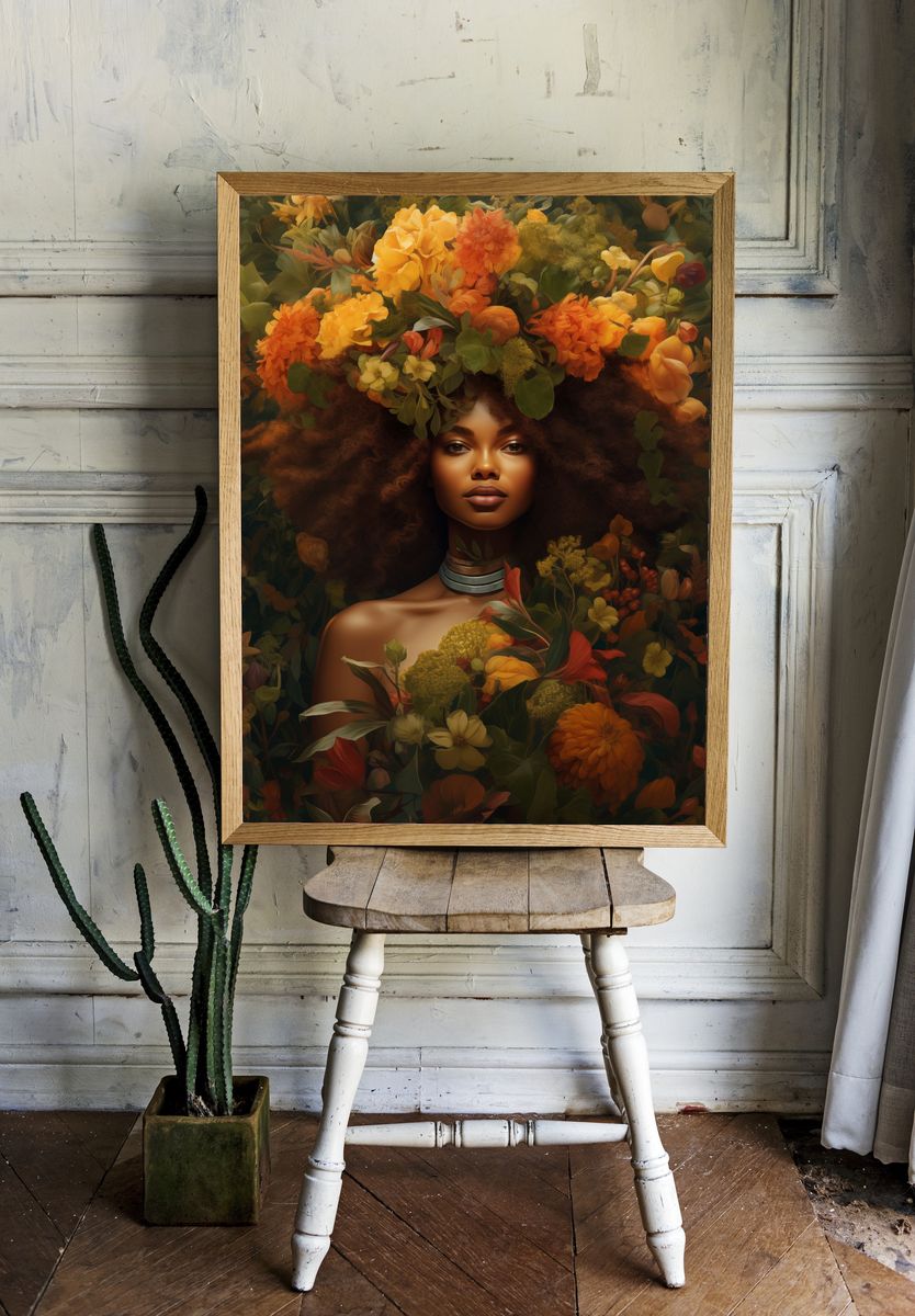 Floral Portrait Illustration Poster. room preview