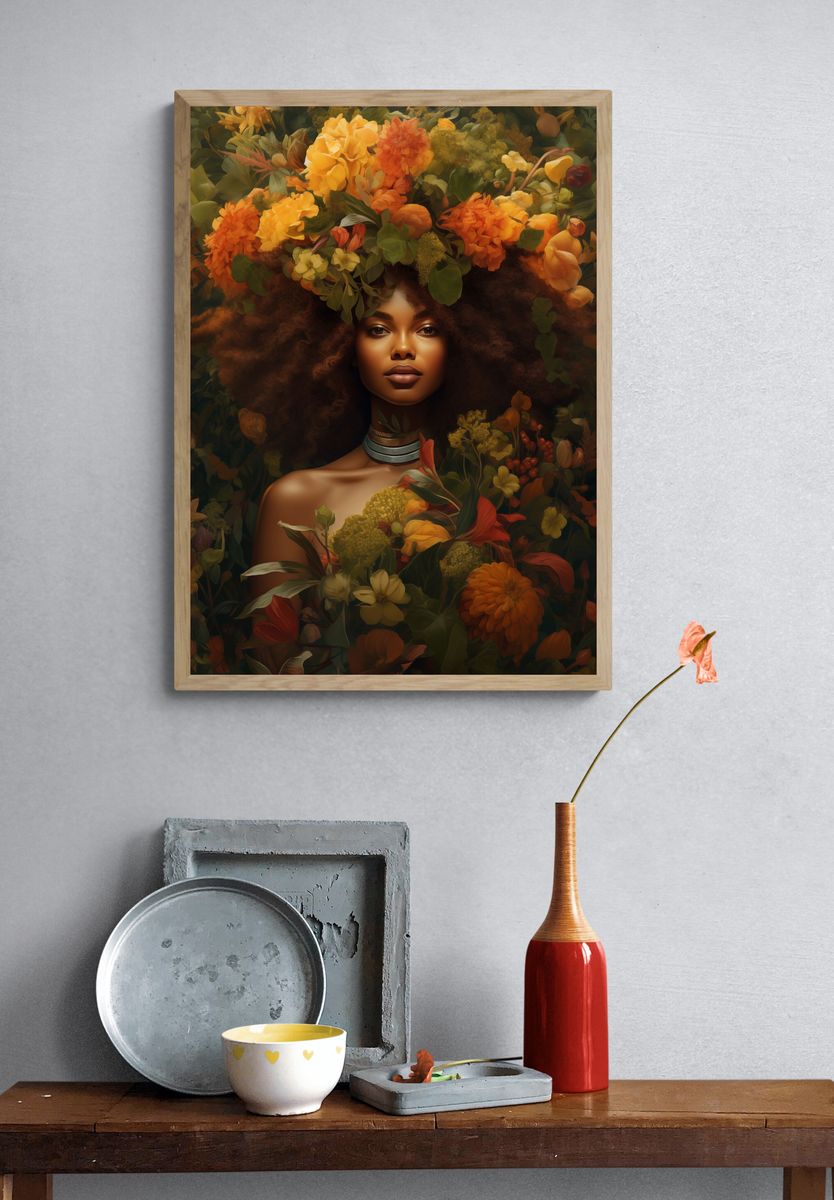 Floral Portrait Illustration Poster. — room view 3