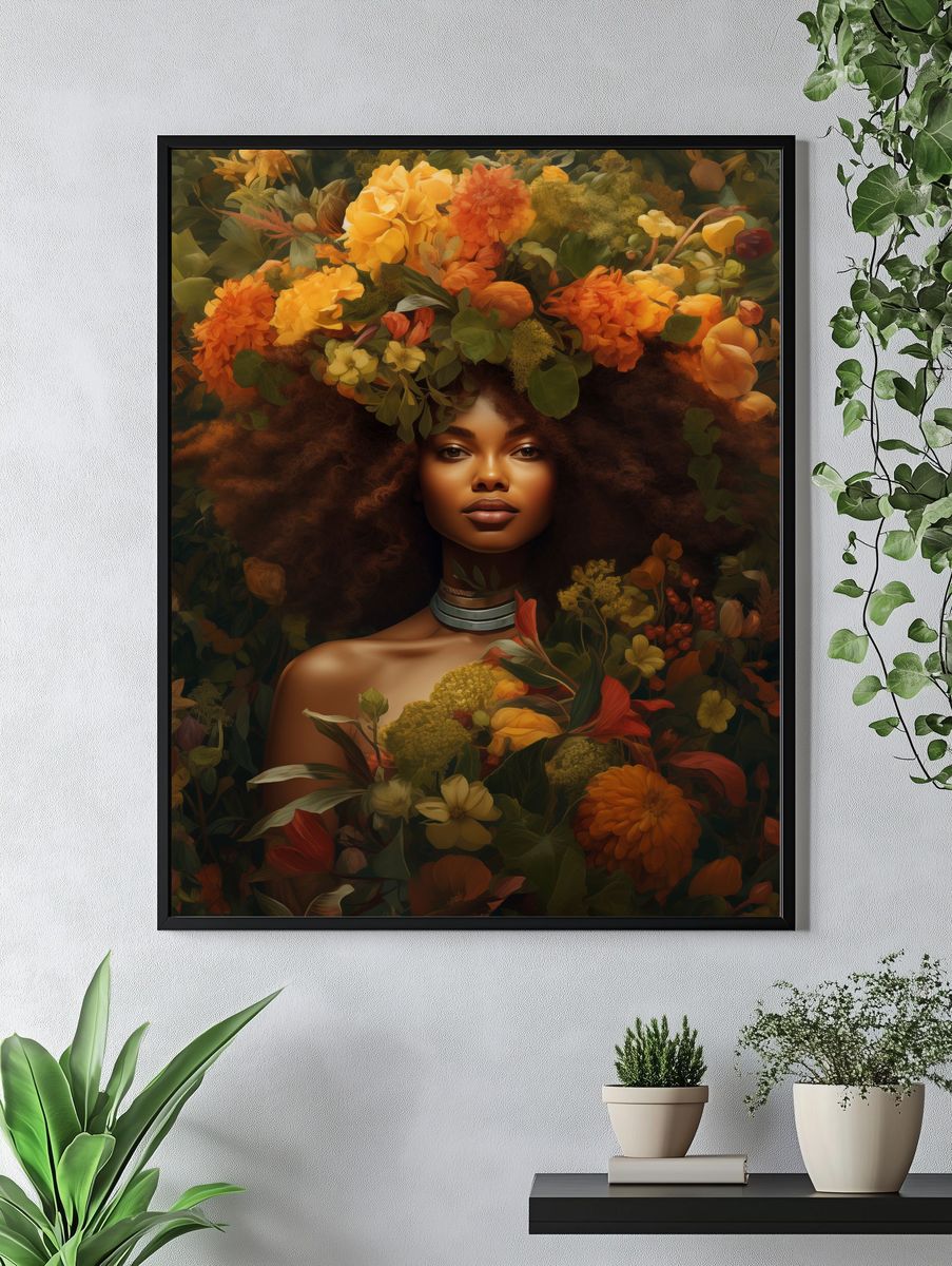 Floral Portrait Illustration Poster. — room view 4