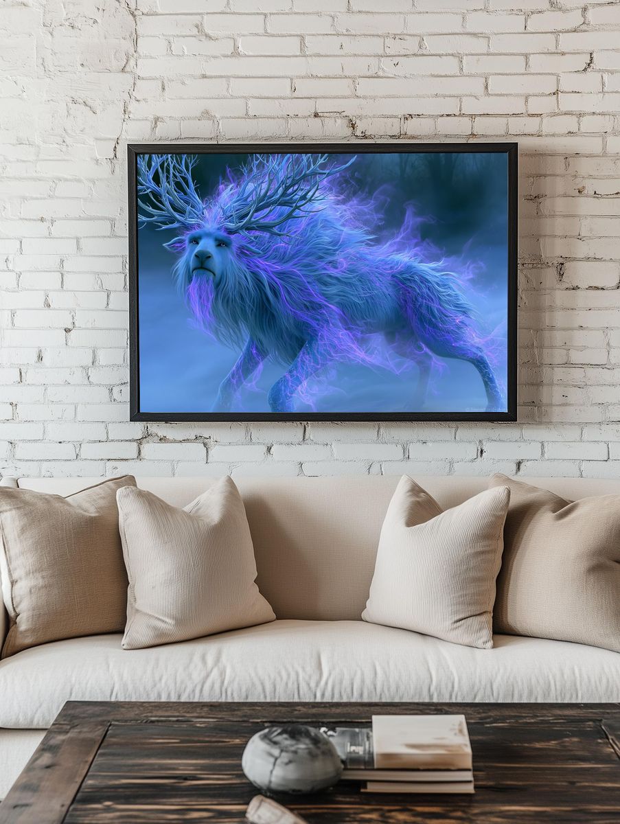 Celestial Stag Digital Art Poster. — room view 1