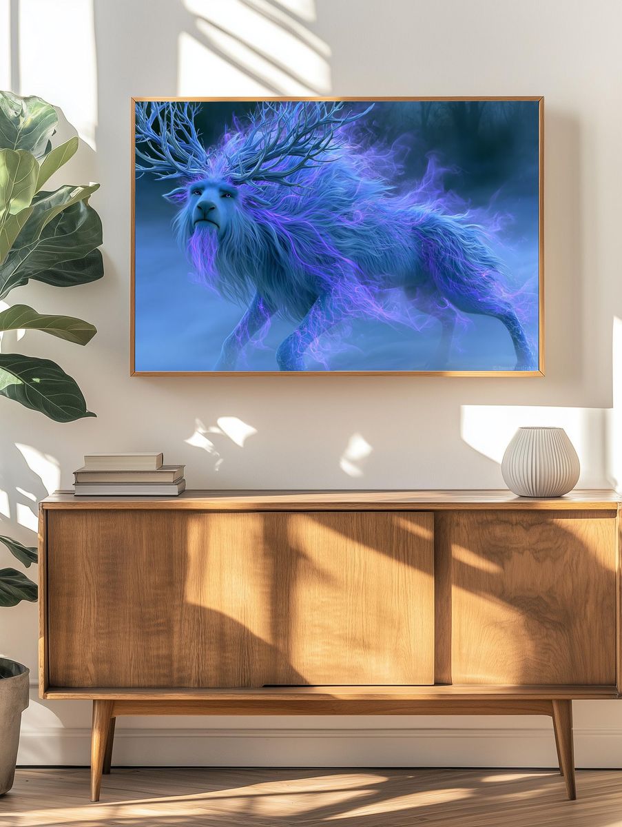 Celestial Stag Digital Art Poster. — room view 3