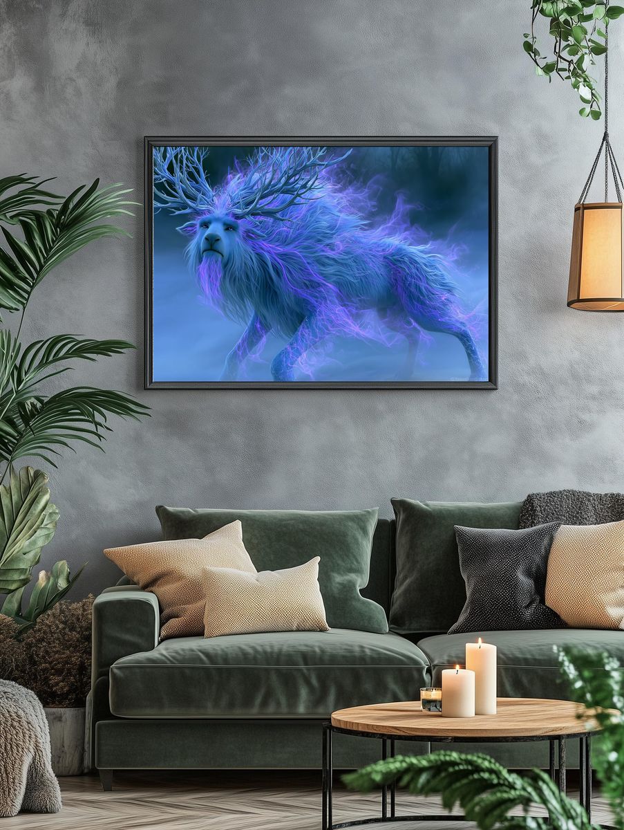 Celestial Stag Digital Art Poster. — room view 4