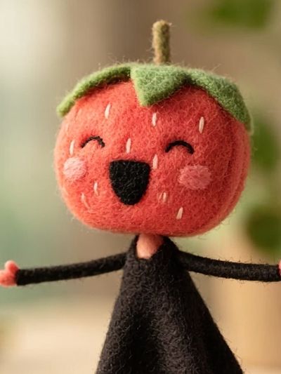 Smiling Strawberry Doll Illustration Poster.