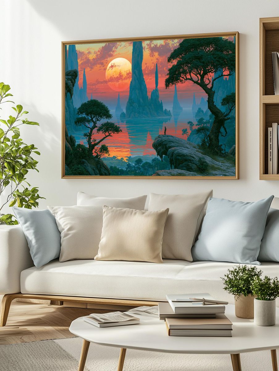 Alien Sunset Landscape Print. — room view 2